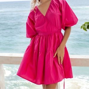 Elf Honey Bunny pink wrap mini dress